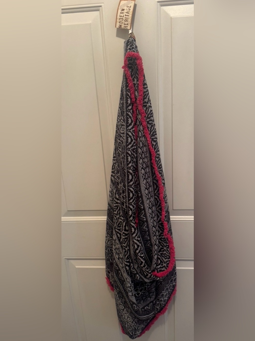Black & White Patterned Maxi with Pink Trim